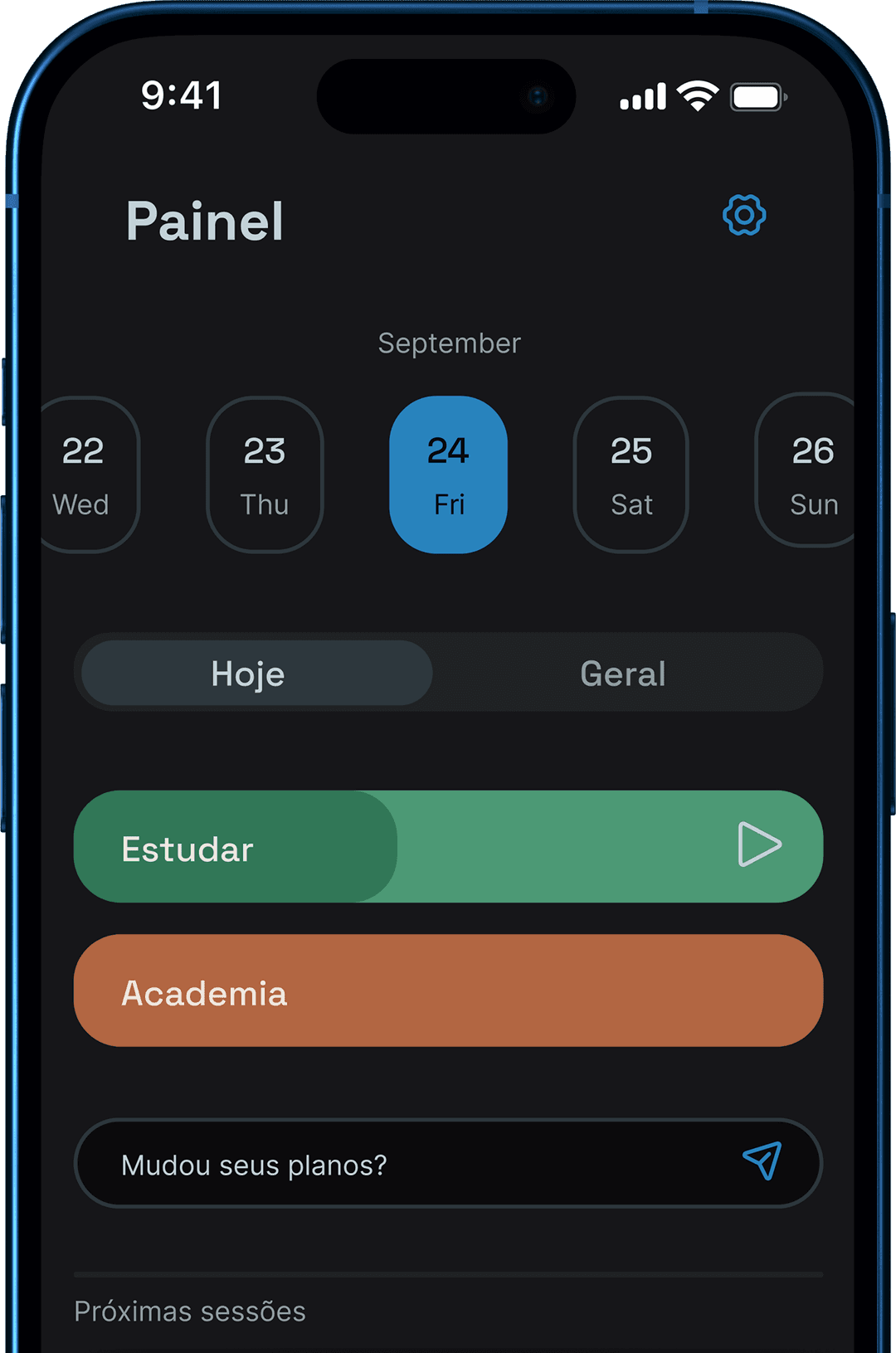 exemplo de um celular com nosso app aberto